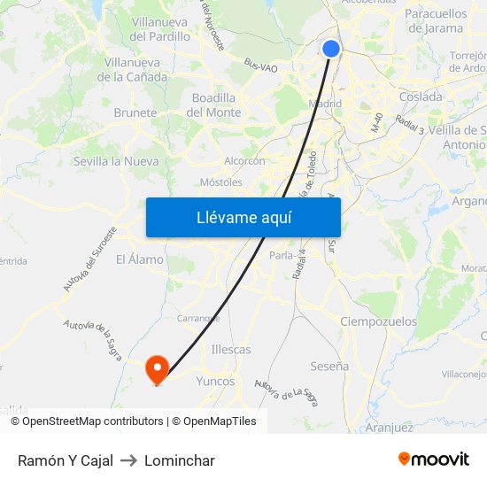 Ramón Y Cajal to Lominchar map