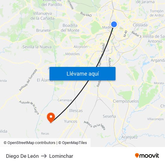 Diego De León to Lominchar map