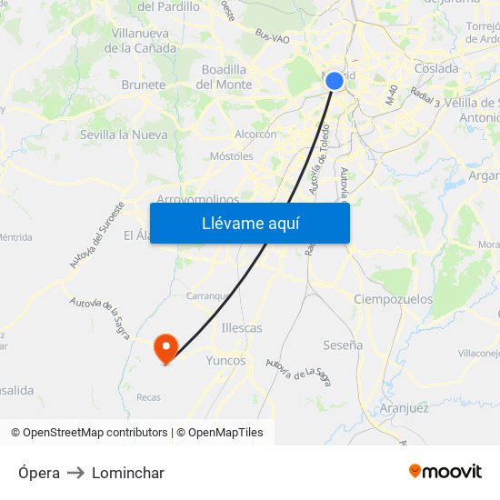 Ópera to Lominchar map