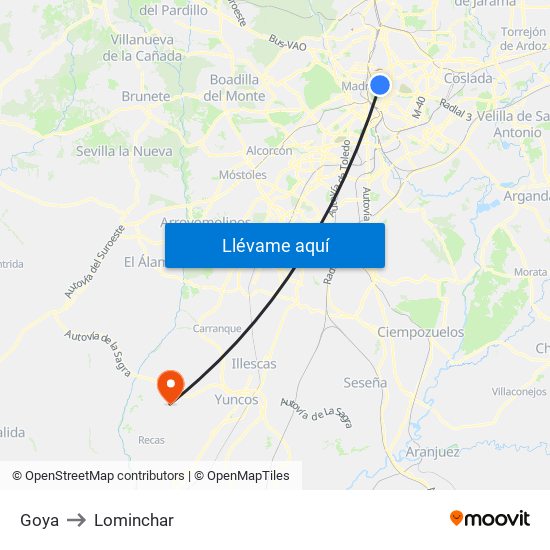 Goya to Lominchar map