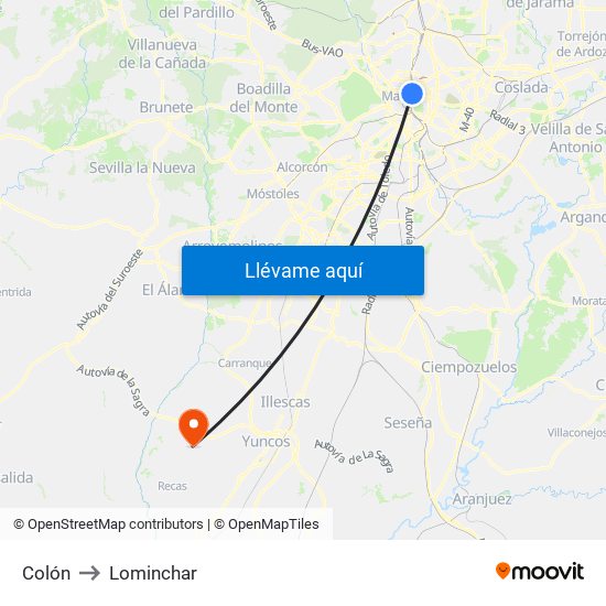 Colón to Lominchar map