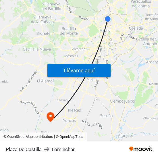 Plaza De Castilla to Lominchar map