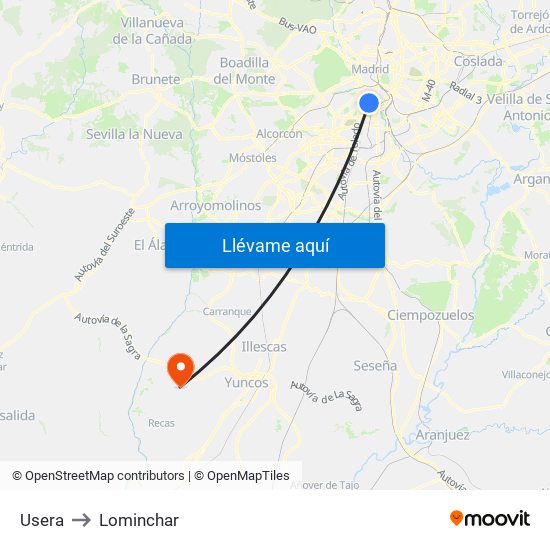 Usera to Lominchar map