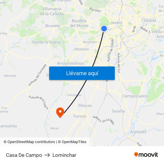 Casa De Campo to Lominchar map