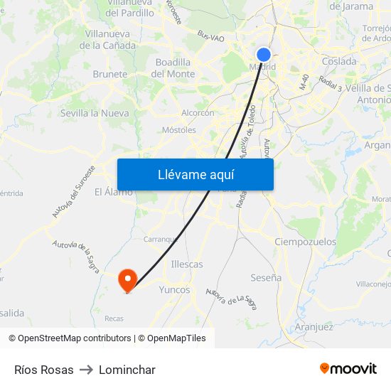 Ríos Rosas to Lominchar map