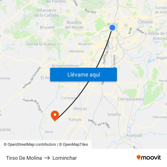 Tirso De Molina to Lominchar map
