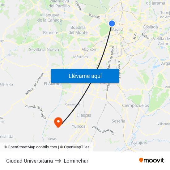 Ciudad Universitaria to Lominchar map