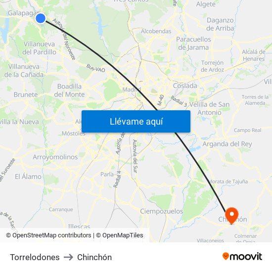 Torrelodones to Chinchón map