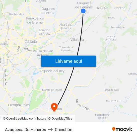 Azuqueca De Henares to Chinchón map