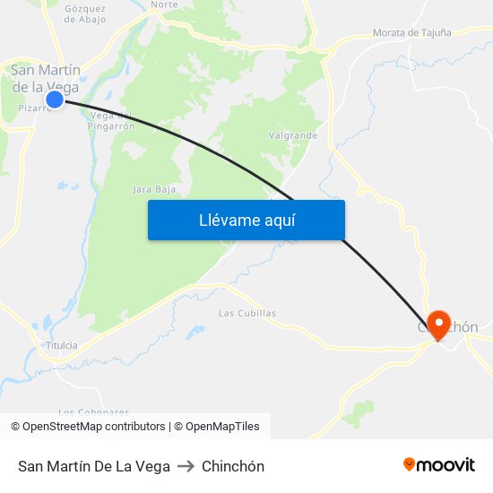 San Martín De La Vega to Chinchón map