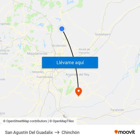 San Agustín Del Guadalix to Chinchón map