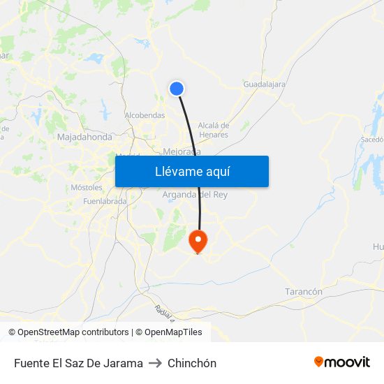 Fuente El Saz De Jarama to Chinchón map