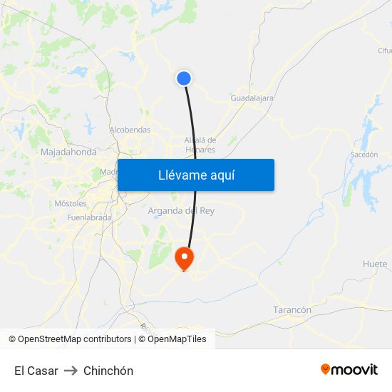 El Casar to Chinchón map