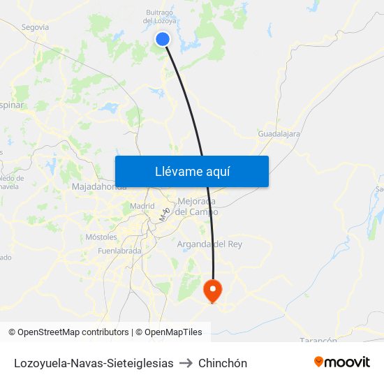 Lozoyuela-Navas-Sieteiglesias to Chinchón map