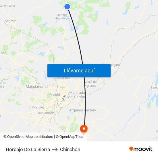 Horcajo De La Sierra to Chinchón map