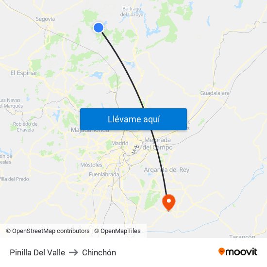 Pinilla Del Valle to Chinchón map