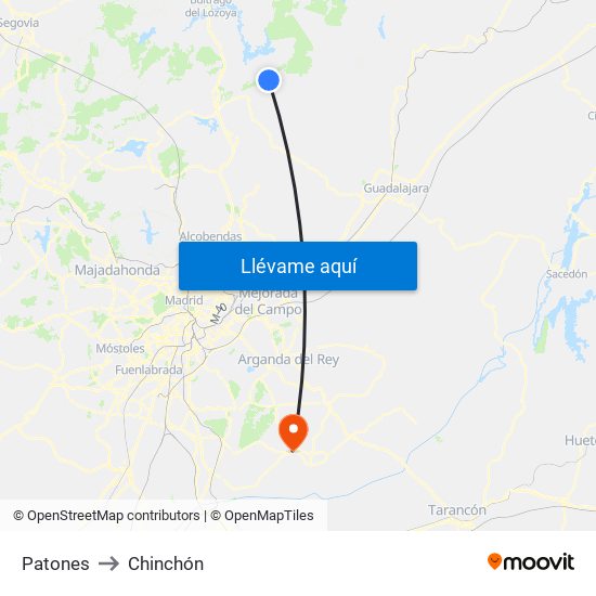Patones to Chinchón map