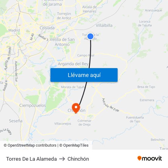 Torres De La Alameda to Chinchón map
