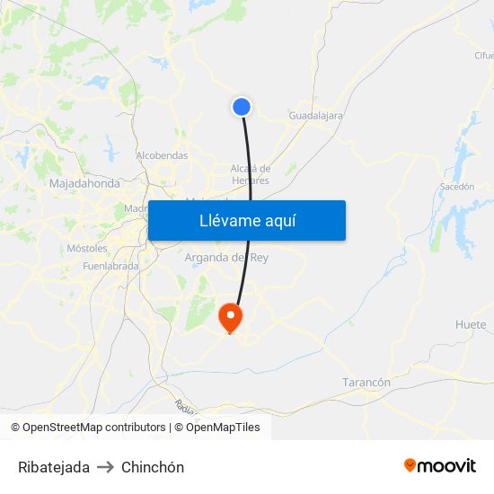 Ribatejada to Chinchón map