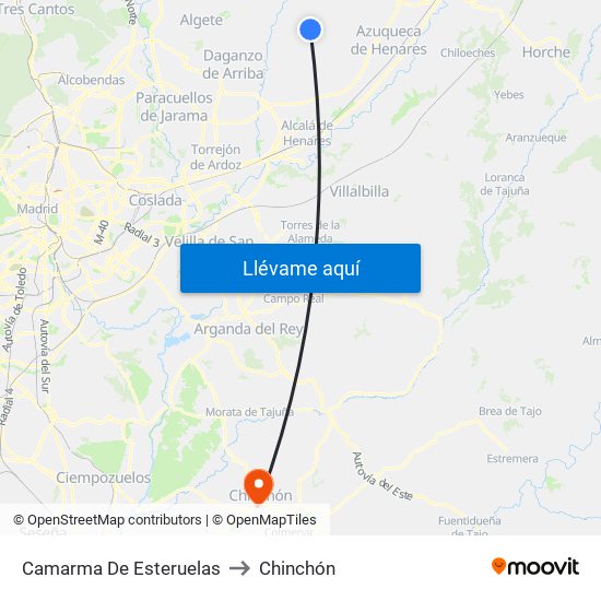 Camarma De Esteruelas to Chinchón map