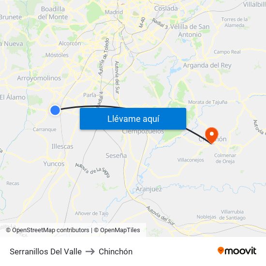 Serranillos Del Valle to Chinchón map