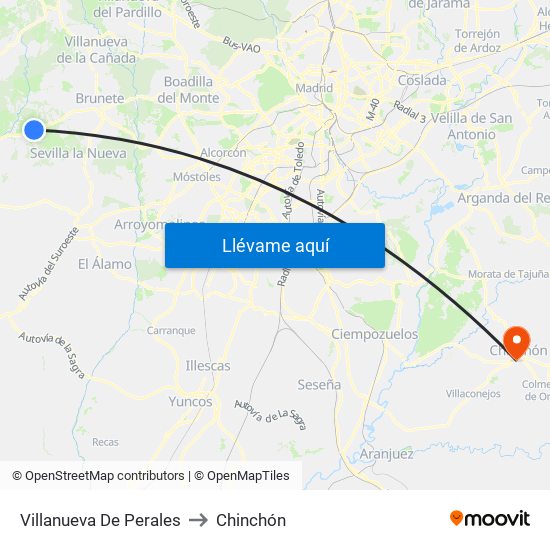 Villanueva De Perales to Chinchón map