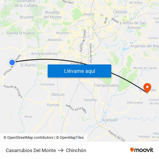 Casarrubios Del Monte to Chinchón map