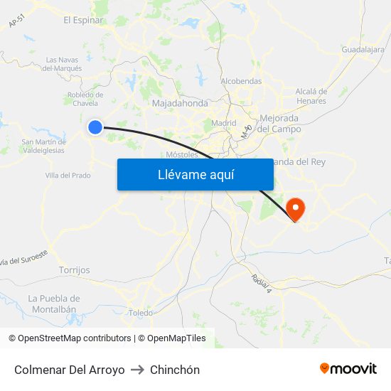 Colmenar Del Arroyo to Chinchón map