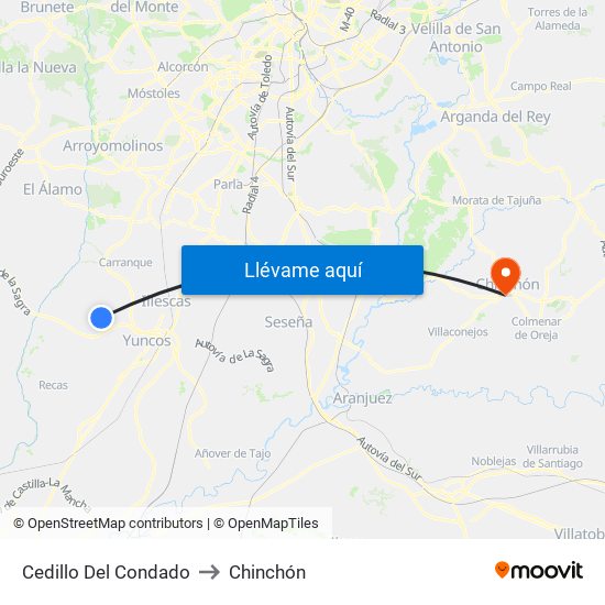 Cedillo Del Condado to Chinchón map