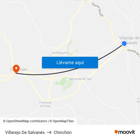Villarejo De Salvanés to Chinchón map