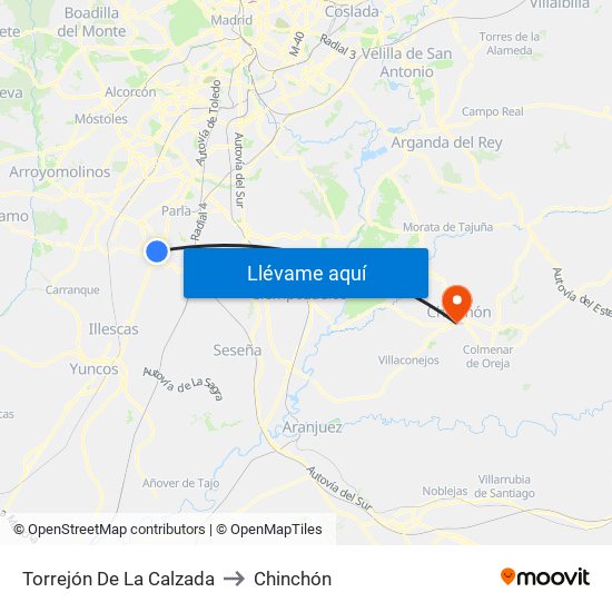 Torrejón De La Calzada to Chinchón map