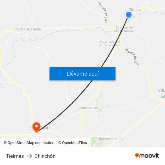 Tielmes to Chinchón map