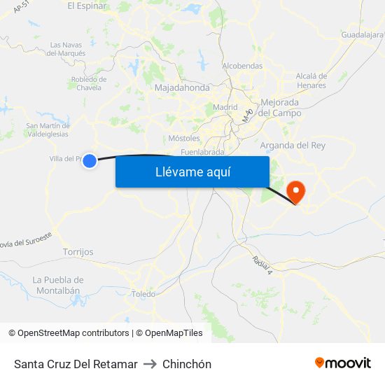 Santa Cruz Del Retamar to Chinchón map