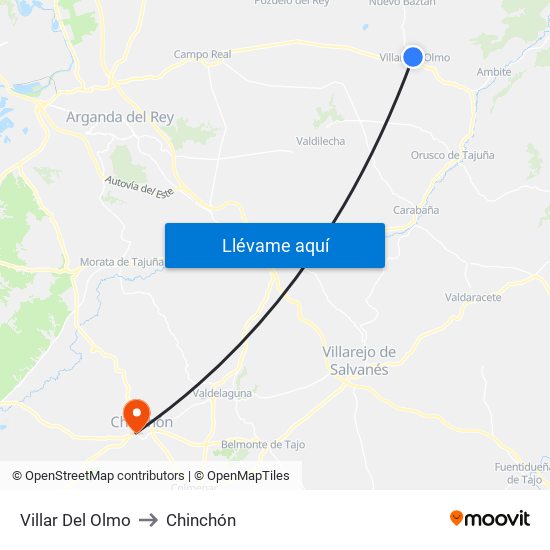 Villar Del Olmo to Chinchón map