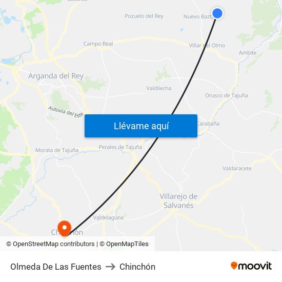 Olmeda De Las Fuentes to Chinchón map