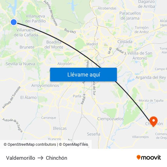 Valdemorillo to Chinchón map