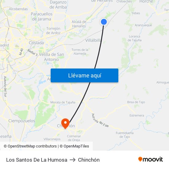 Los Santos De La Humosa to Chinchón map