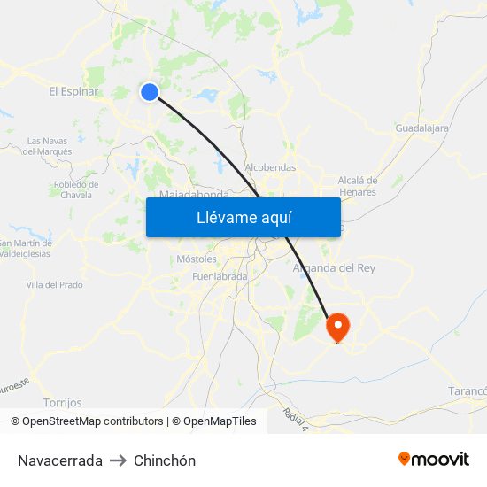 Navacerrada to Chinchón map
