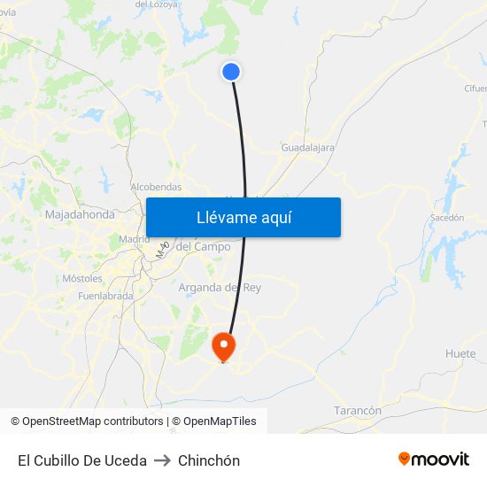 El Cubillo De Uceda to Chinchón map