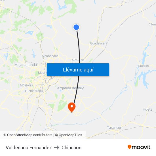 Valdenuño Fernández to Chinchón map