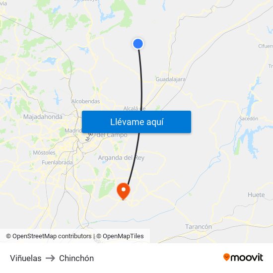 Viñuelas to Chinchón map