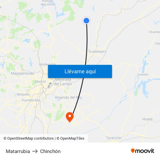 Matarrubia to Chinchón map