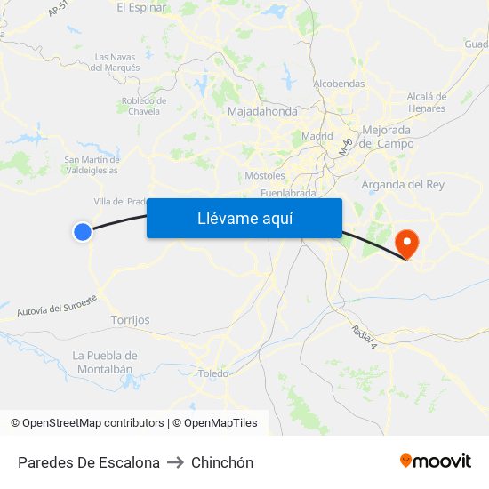 Paredes De Escalona to Chinchón map