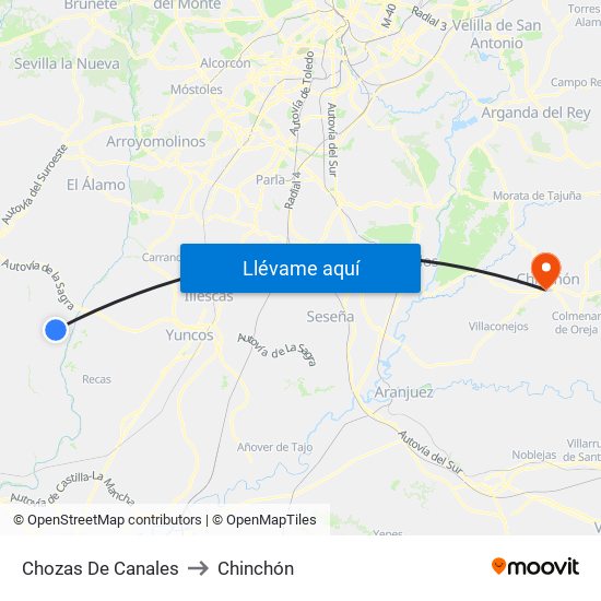 Chozas De Canales to Chinchón map