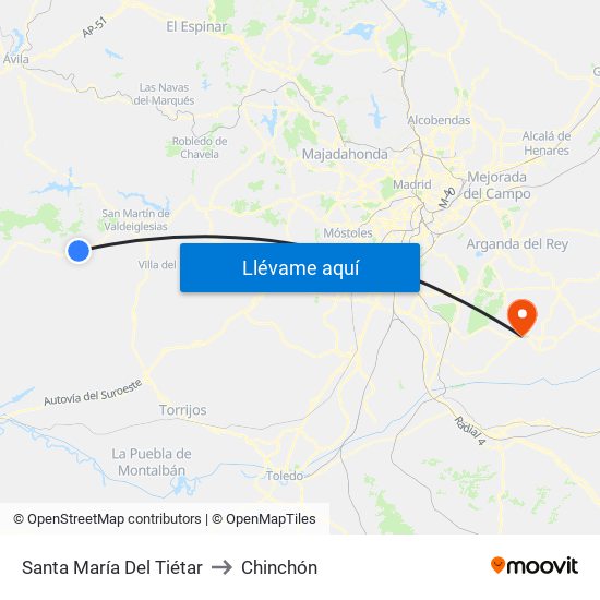 Santa María Del Tiétar to Chinchón map