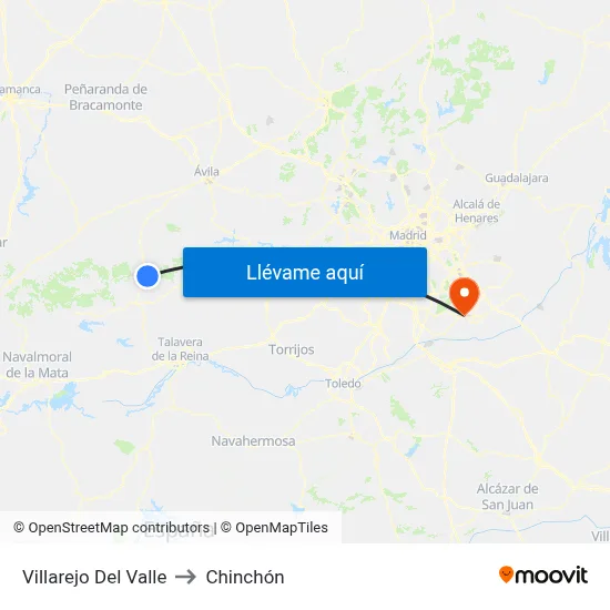 Villarejo Del Valle to Chinchón map