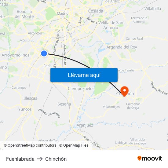 Fuenlabrada to Chinchón map