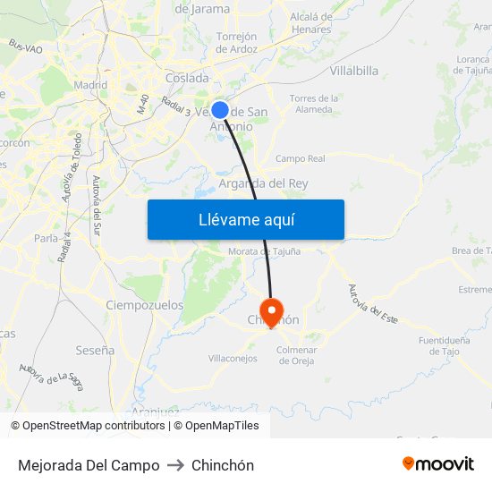 Mejorada Del Campo to Chinchón map