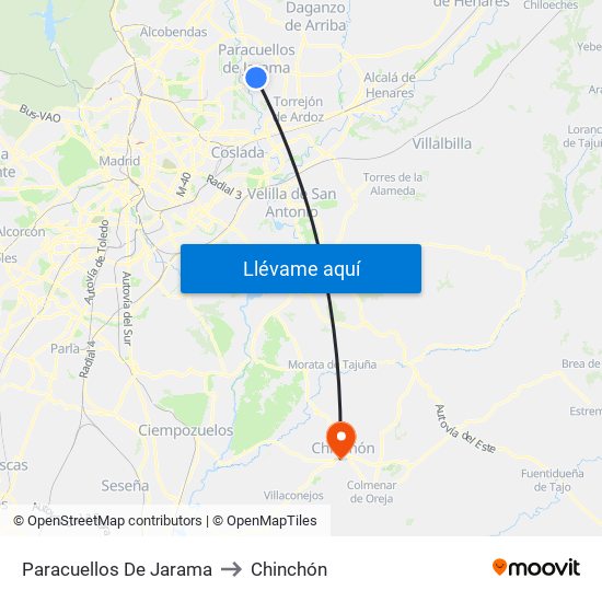 Paracuellos De Jarama to Chinchón map
