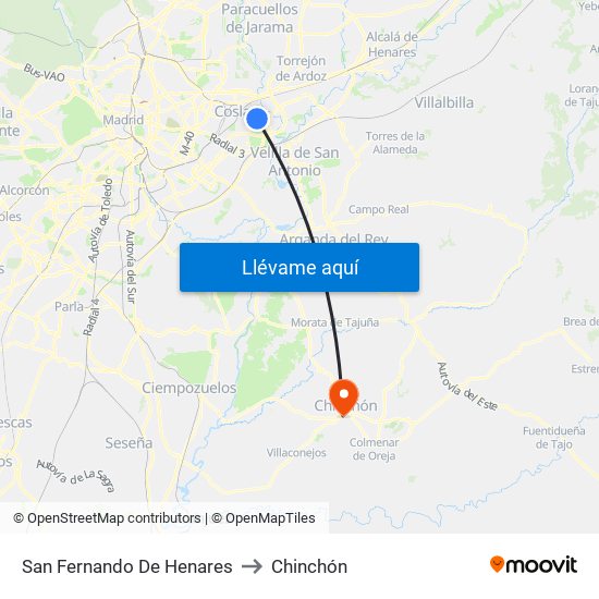 San Fernando De Henares to Chinchón map